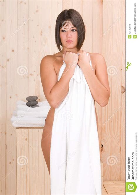 woman in a sauna or relax massage session royalty free
