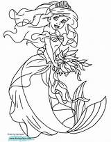 Ariel Coloring Mermaid Pages Little Dress Disneyclips Playing sketch template