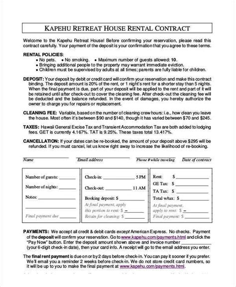 house rent contract samples templates   ms word