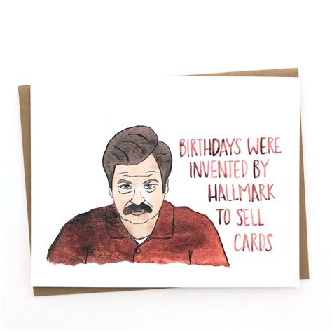 Ron Swanson Birthday Card Printable Funny Greeting Card Parks Etsy