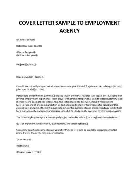 cover letter  recruitment agency