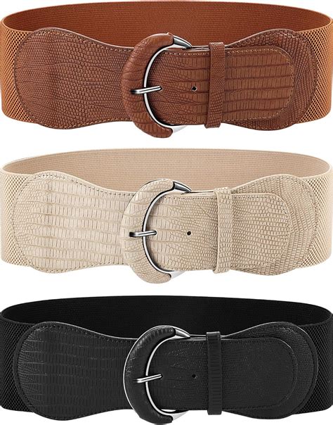 pieces wide women waist belt stretchy cinch belt leather elastic belt