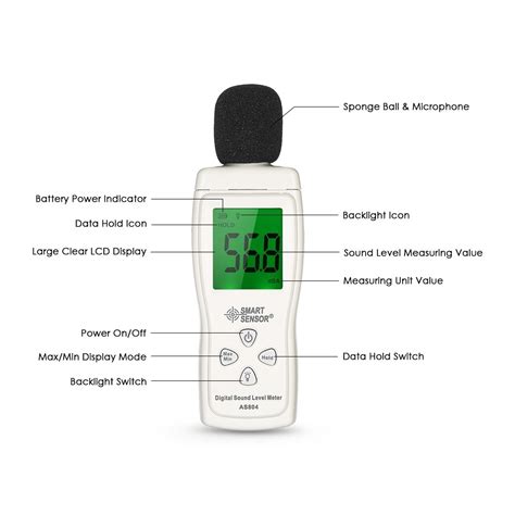 smart sensor mini digital sound level meter lcd display