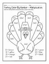 Multiplication Thanksgiving Color Coloring Turkey Number Pages Magdalena Denis 1st September sketch template
