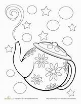 Coloring Tea Teapot Pages Party Pot Service Book Library Clipart Activities sketch template