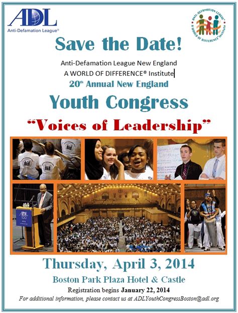 anti defamation league 20th annual new england youth congress