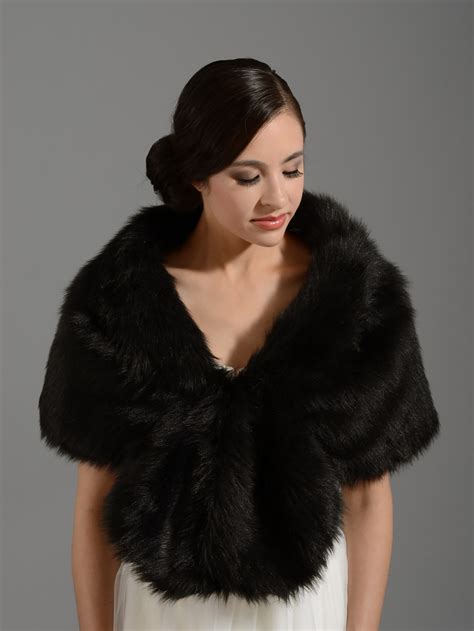 black faux fur wrap bridal shrug stole shawl