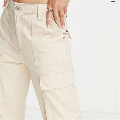 bershka chino straight leg cargo trouser meant  depop