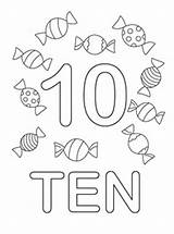 Coloring Pages Number Ten Numbers Printable Class Kids Candy Preschool Book Drawing Color Worksheets Math Toddler Kindergarten Template Printables Learning sketch template