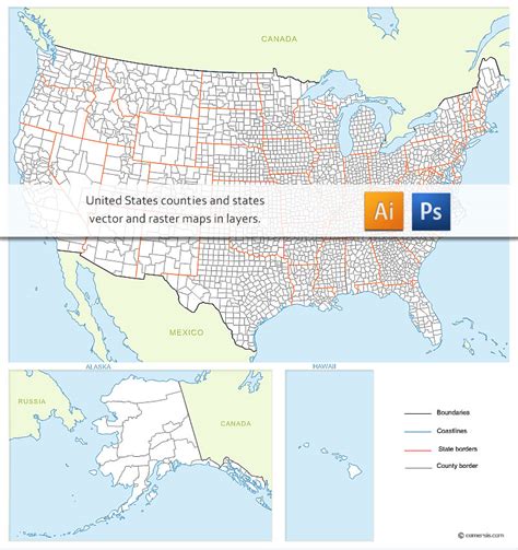 editable map  united states counties