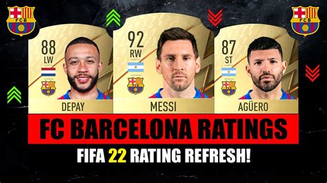fifa  fc barcelona player ratings ft aguero depay messi youtube
