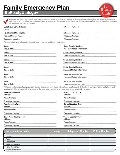 family emergency plan ivins city family emergency plan template excel