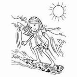 Coloring Pages Summer Surfing Girls Printable Groovy Cartoon Kids Surfer Travel Surf Colouring Girl Book Worksheets Toddlers Print Top Father sketch template