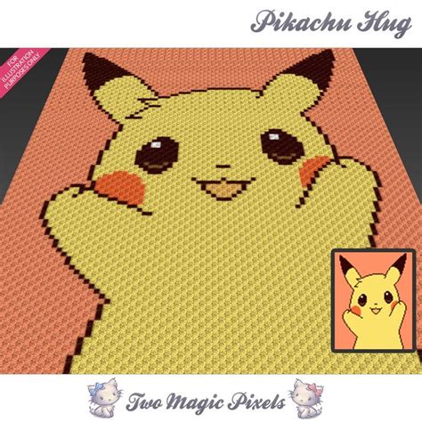 Pikachu Hug Crochet Blanket Pattern Knitting Cross Stitch Graph Pdf