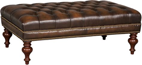 kingley brown tufted cocktail leather ottoman  hooker coleman