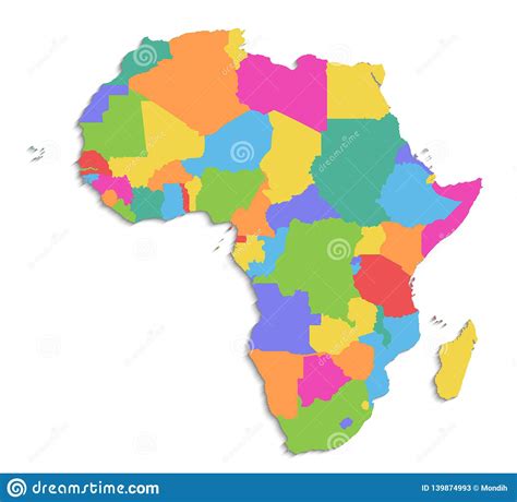 africa map  political detailed map separate individual states  state names isolated