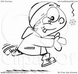 Cartoon Snowflake Catching Lineart Boy Illustration Little Toonaday Royalty Clipart Vector 2021 sketch template