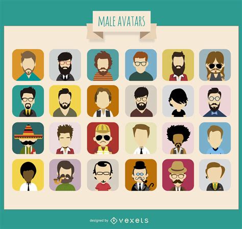 24 Male Avatar Collection Vector Download