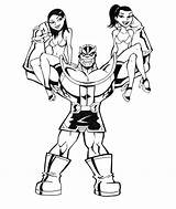 Thanos Coloring Pages Avengers Strong Man Getdrawings Drawing sketch template
