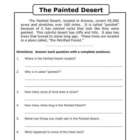 printable short stories  comprehension questions