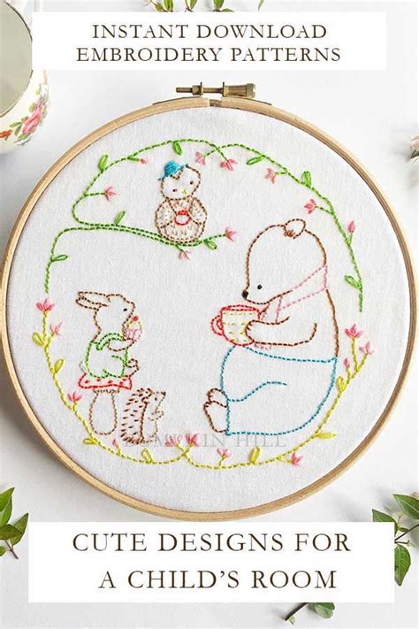 friendship embroidery pattern friendship circle woodland family