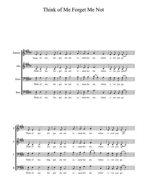 Think Of Me Forget Me Not Sheet Music For Bass Solo