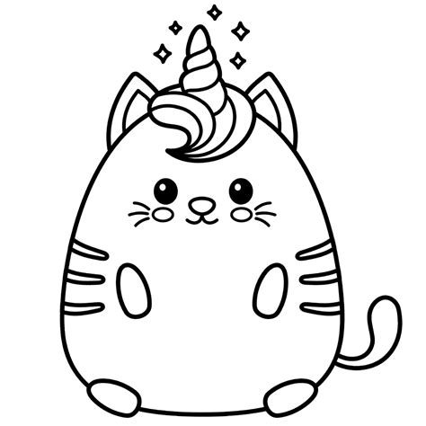kawaii cat unicorn coloring page  printable coloring pages