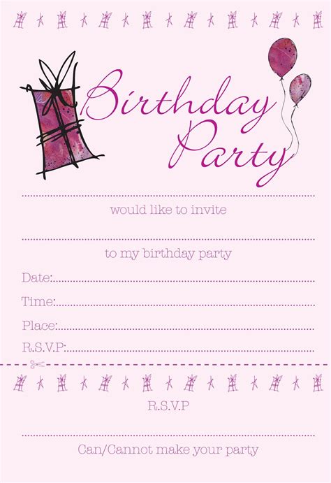 printable birthday invitations  girls  template
