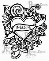 Coloring Mom Mother Tattoo Print Mothers Pages Happy Printable Doodle Hard Sheet Instant Inspired Zentangle Style Choose Board Etsy Draw sketch template