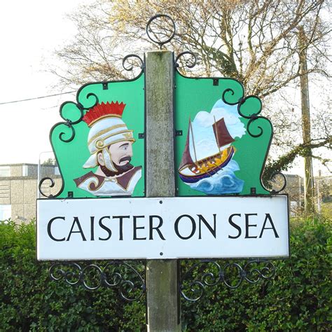 caister  sea village sign  adrian  pye geograph britain  ireland