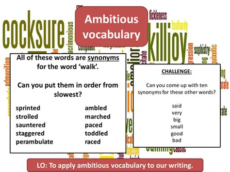 aqa gcse english language paper  question  ambitious vocabulary