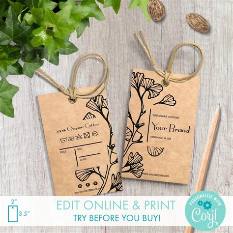 printable clothing hang tags template    etsy clothing labels