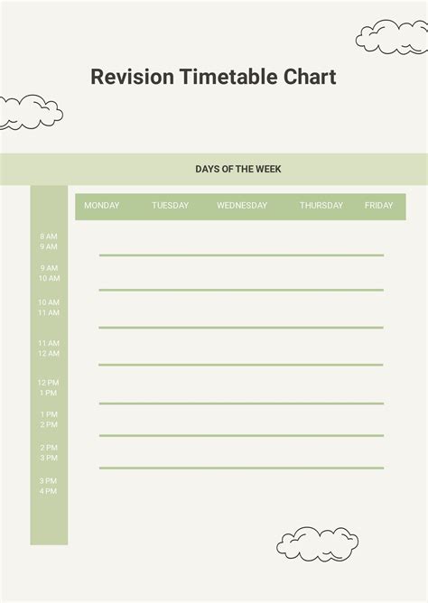 revision timetable template   word google docs excel