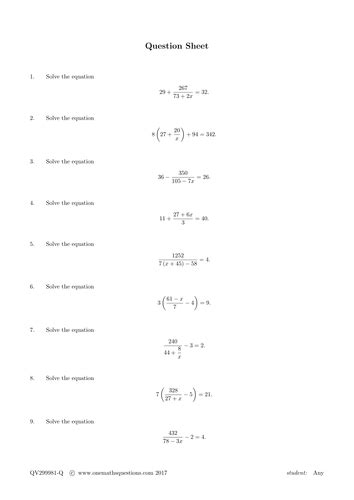 solving linear equations resources tes