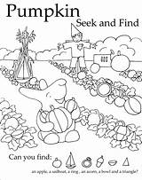 Hidden Seek Find Coloring Pages Kids Worksheets Objects Printables Sheets Printable Thanksgiving Preschool Worksheet Halloween Pumpkin Finds Fall Puzzles Book sketch template