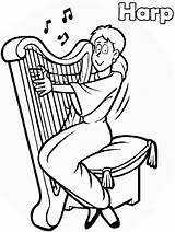 Harp Musician Printable Muziek Ausmalbilder Coloringpagesabc Designlooter Clipartbest Gianfreda Trumpet sketch template