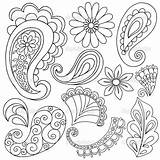 Paisley Drawing Patterns Pattern Simple Flower Draw Tattoo Doodle Line Motif Floral Geometric Henna Leaf Vector Doodles Designs Coloring Pages sketch template