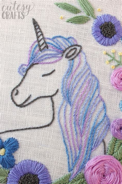 floral unicorn embroidery pattern cutesy crafts