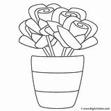 Coloring Vase Roses Plants Flowers Print Stripes Kids sketch template