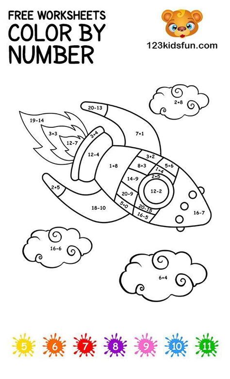 color  number printable coloring pages  kids   color