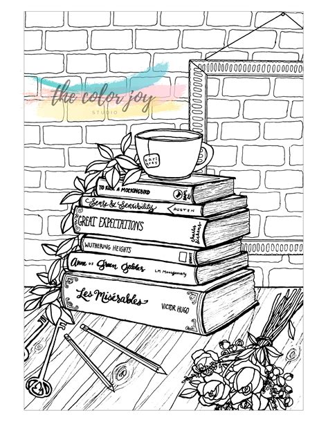 classic books printable coloring page etsy