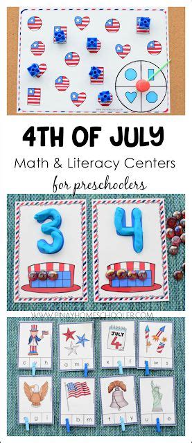 july math  literacy centers preschool learning activities
