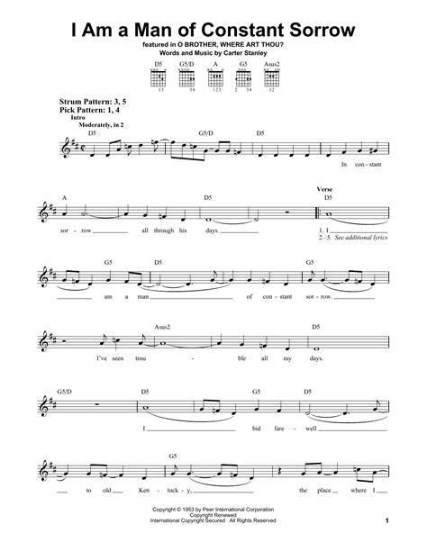 I Am A Man Of Constant Sorrow Sheet Music By The Soggy