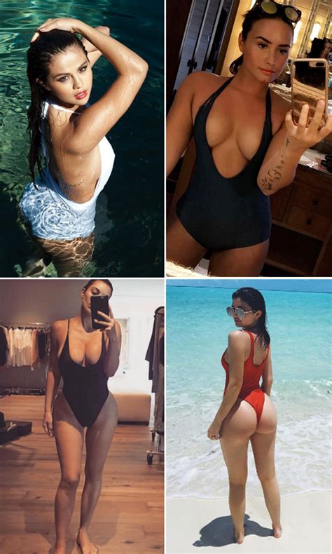 Celebrities In One Piece Swimsuits Selena Gomez And More Wear Sexy