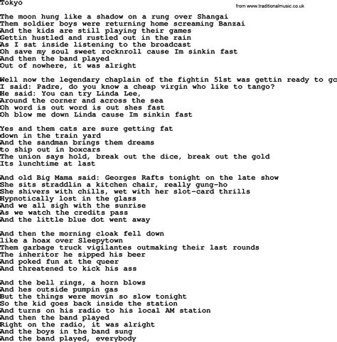 Bruce Springsteen Song Tokyo Lyrics
