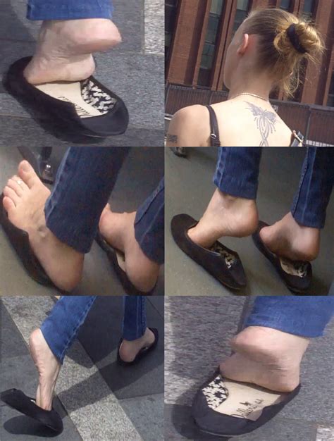 sole man blonde tanned natural milf mature feet light pink soles in flip flop sandals walk candid