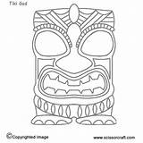 Tiki Template Mask Pages Printable Faces Masks Hawaiian Head Luau Coloring Totem Man Poles Happy Carving Birthday sketch template