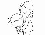 Hug Coloring Mother Mom Template sketch template