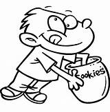 Cookie Coloring Jar Pages Boy Reaching Cartoon Hand Cookies Outlined Clipart Drawing Baby sketch template