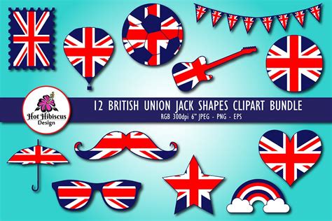 british union jack flag shapes illustrations clipart bundle